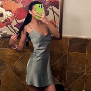 Nasty Gal Green Spaghetti Strap Mini Dress size 6 never worn super cute